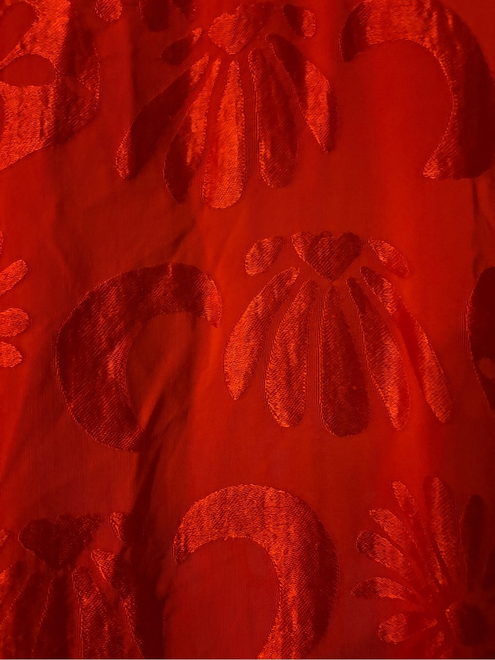 Farm Rio Long Sleeve Jaquard Anthropologie Red V-Neck Maxi Dress - Picture 6 of 9